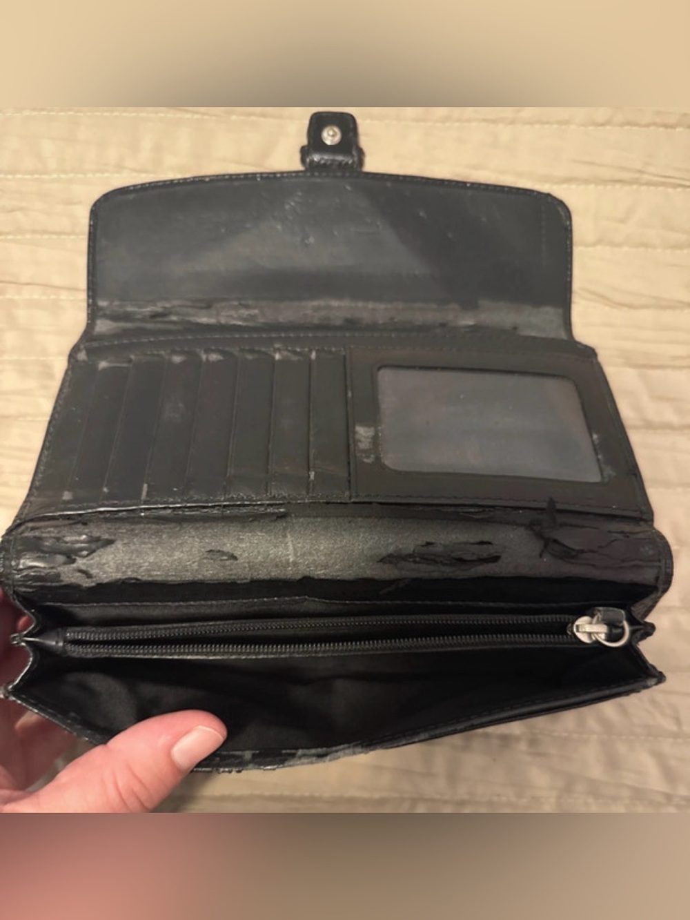 Coach Black Signature Canvas Wallet with Silver Buckle - Picture 3 of 5